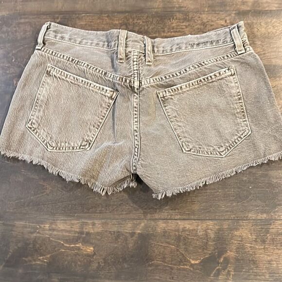 Current Elliott The Boyfriend Short Distressed Denim Olive Green Gray - Picture 11 of 12